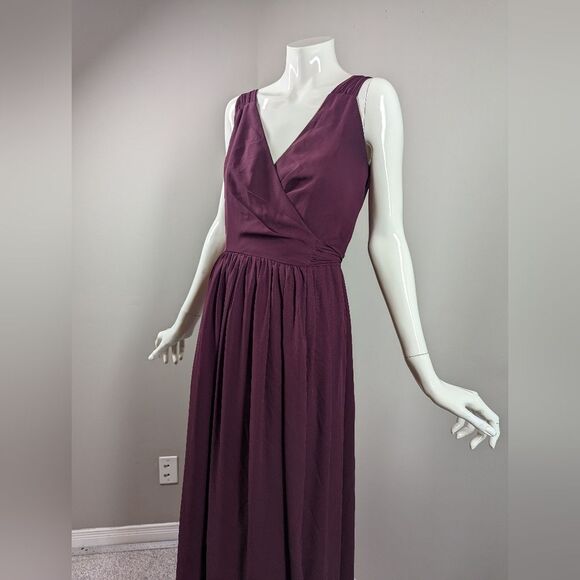 Bill Levkoff Plum Wrap Maxi Dress Size 4 Purple Bridesmaid Wedding Guest Formal - Picture 2 of 12